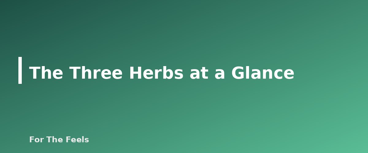 The Three Herbs at a Glance - section banner for Chamomile, Peppermint and Lemon Balm
