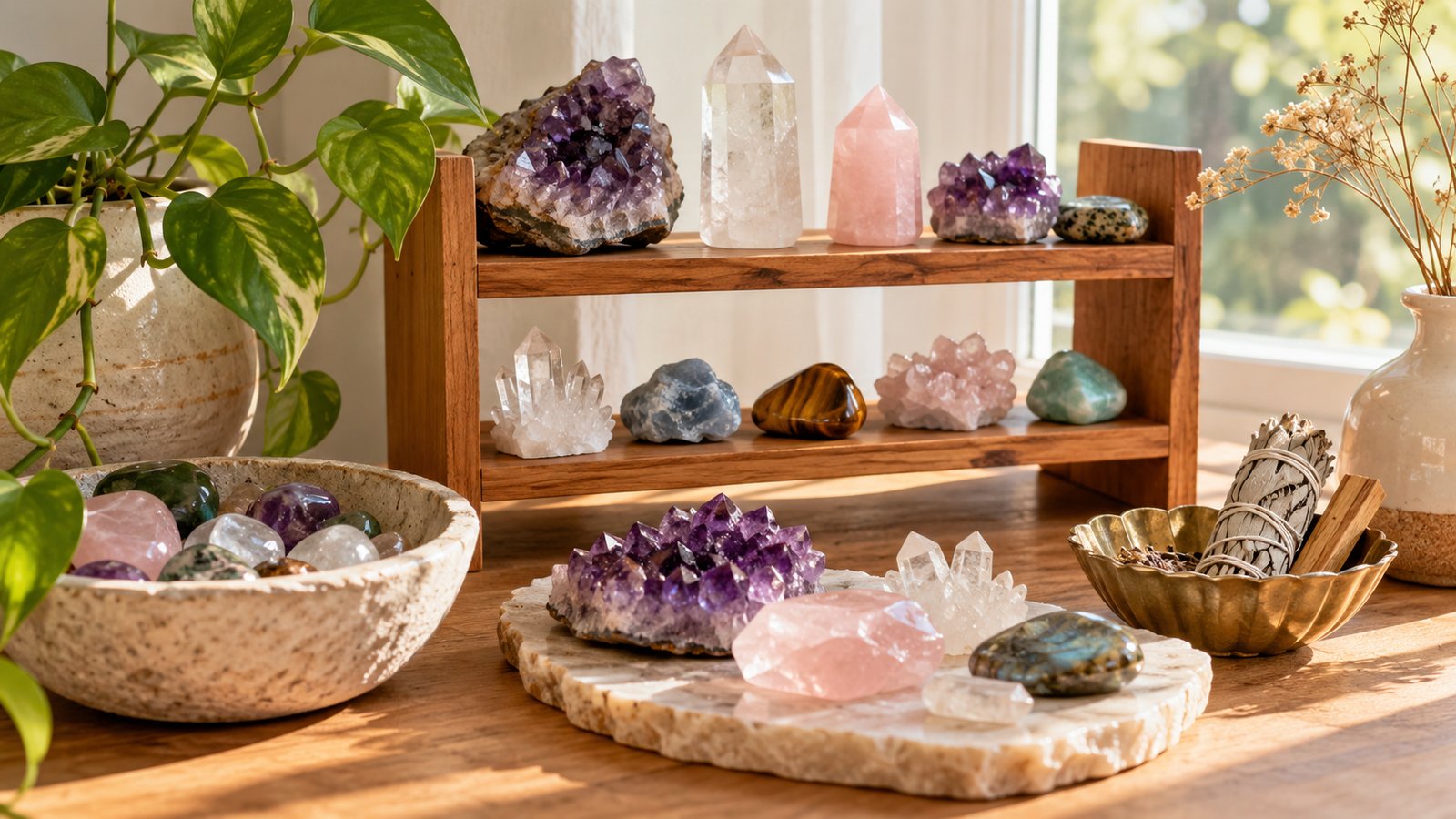 Building and Displaying a Small Collection - Crystal Meanings Guide: Properties, Care, Cleansing and Spotting Fakes
