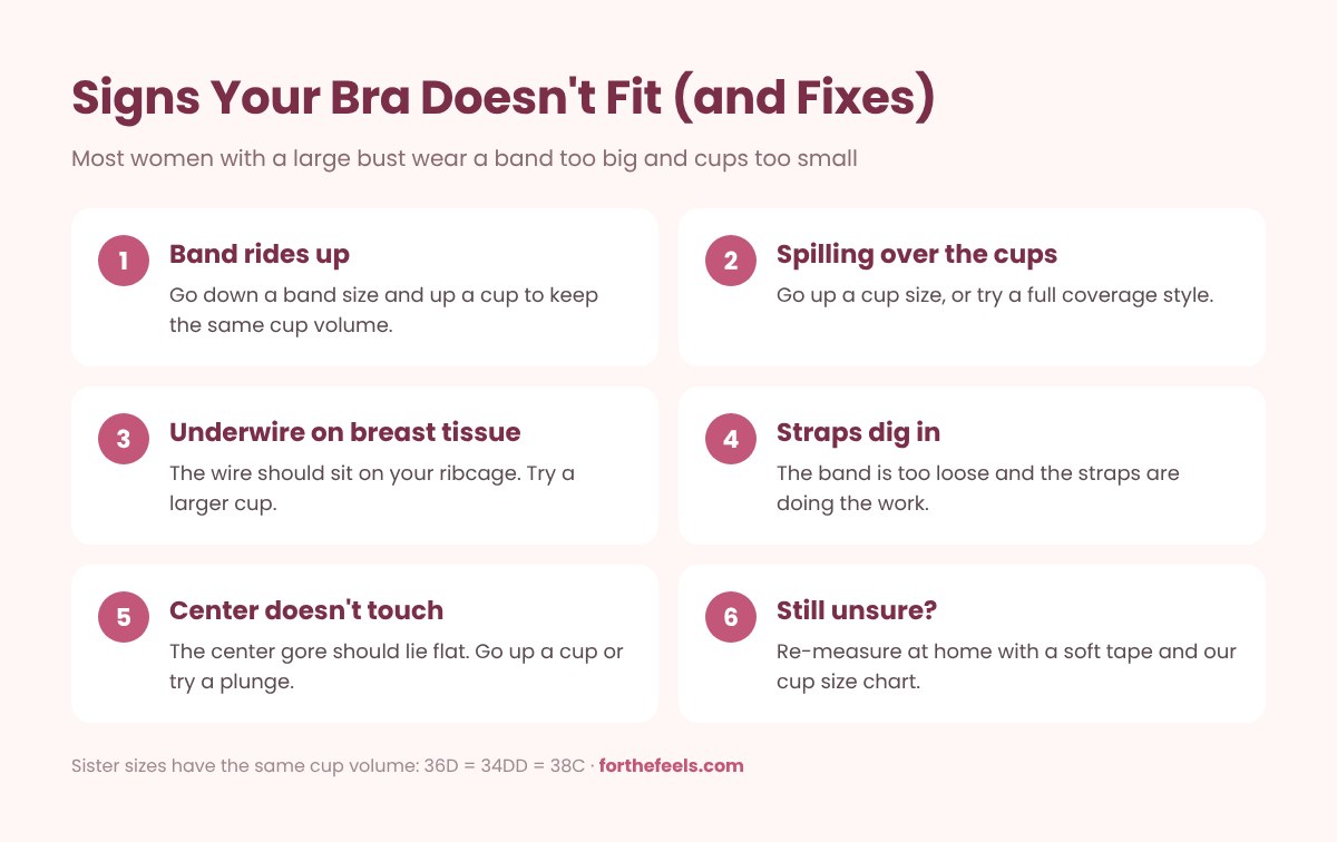 Signs your bra does not fit a large bust and how to fix each one