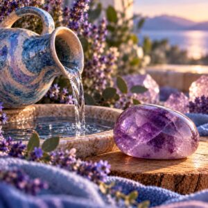 Aquarius zodiac sign crystal still life