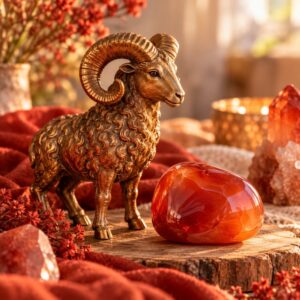 Aries zodiac sign crystal still life
