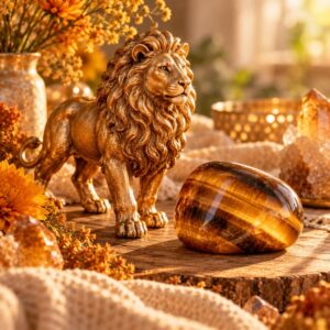 Leo zodiac sign crystal still life