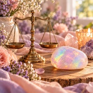 Libra zodiac sign crystal still life